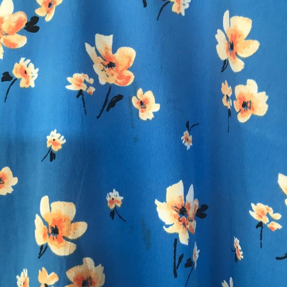 Yellow flowered blue dress - Picture 2 of 5